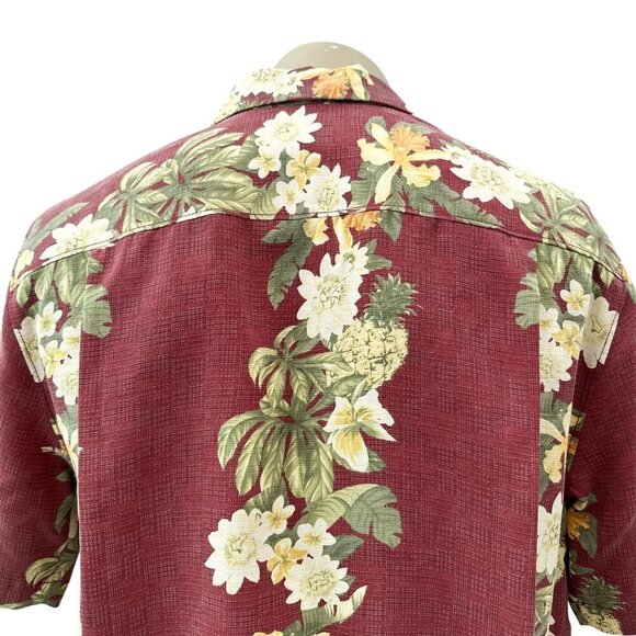 Tommy Bahama Pineapple Floral Tropical Red Short Sleeve Button-Up Shirt Mens M - Picture 11 of 12